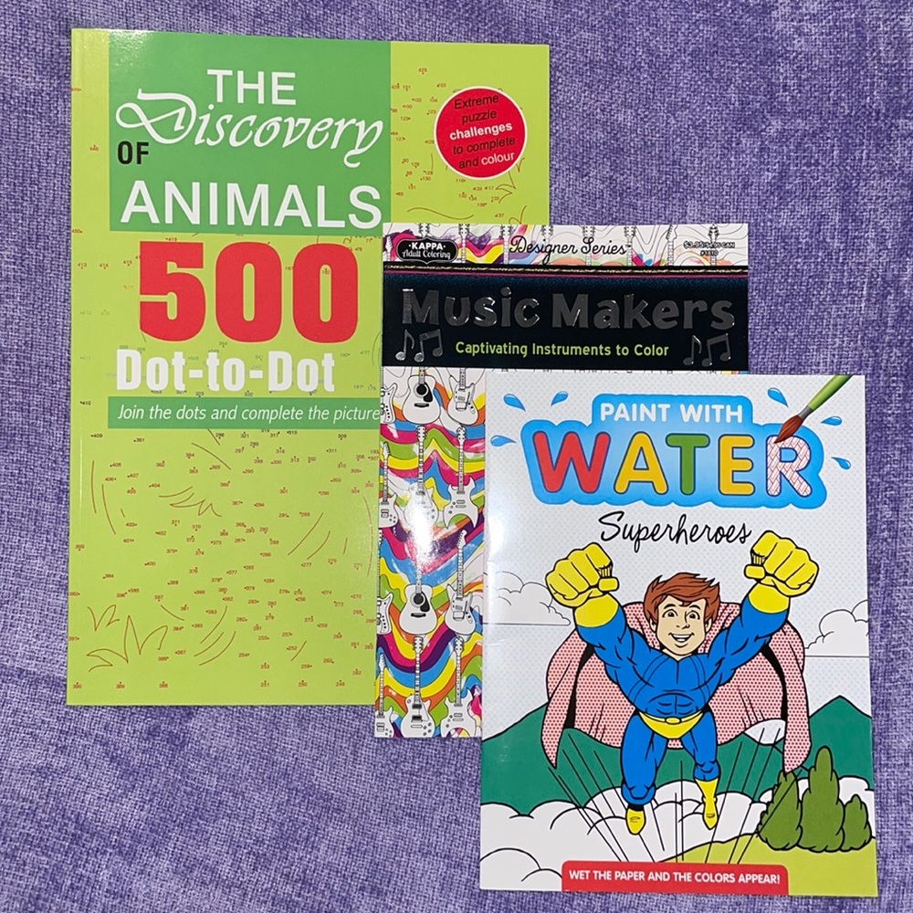 Dot to dot puzzle challenge book & adult coloring book, kids water paint book